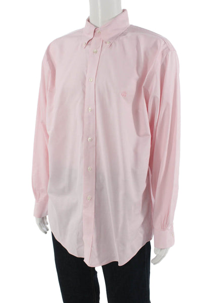 Brooks Brothers Mens Buttondown Dress Shirt Pink Long Sleeve Cotton Size L