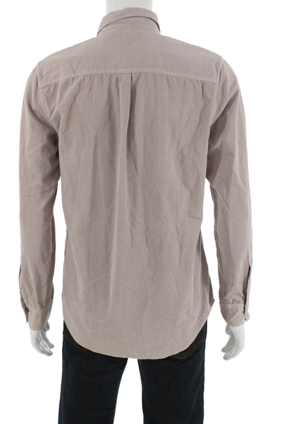 Frame Mens Beige 100% Cotton Point Collar Western Button-Up Long Sleeve Size S