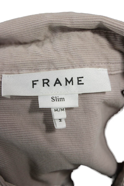 Frame Mens Beige 100% Cotton Point Collar Western Button-Up Long Sleeve Size S
