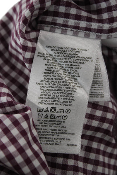 Brooks Brothers Mens Red Check Button-Down Cotton Shirt Long Sleeve Size L