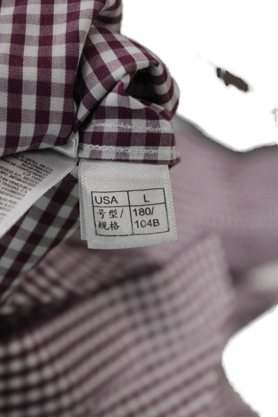 Brooks Brothers Mens Red Check Button-Down Cotton Shirt Long Sleeve Size L