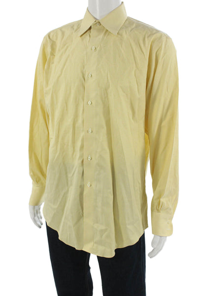 Brooks Brothers Mens Yellow Check Point Collar Cotton Dress Shirt Size L
