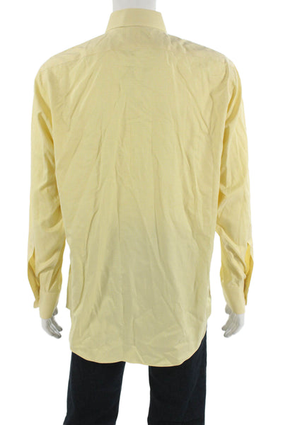 Brooks Brothers Mens Yellow Check Point Collar Cotton Dress Shirt Size L