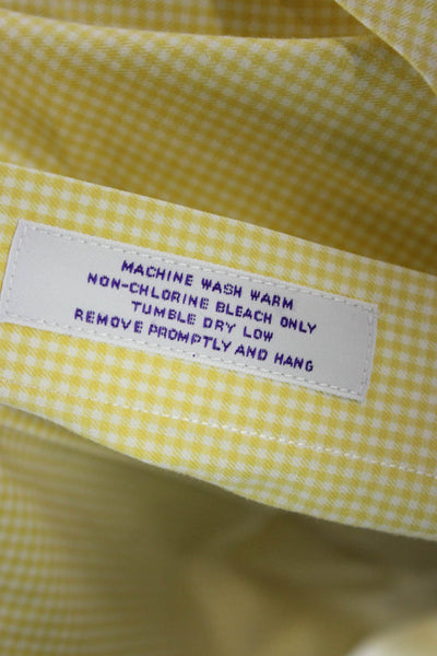 Brooks Brothers Mens Yellow Check Point Collar Cotton Dress Shirt Size L