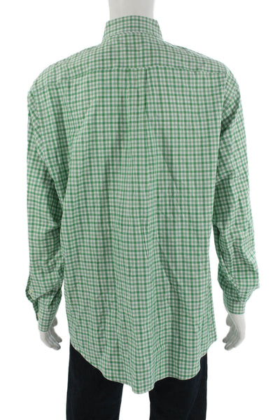Brooks Brothers Mens Button-Down Long Sleeve Check 100% Cotton Green Size L