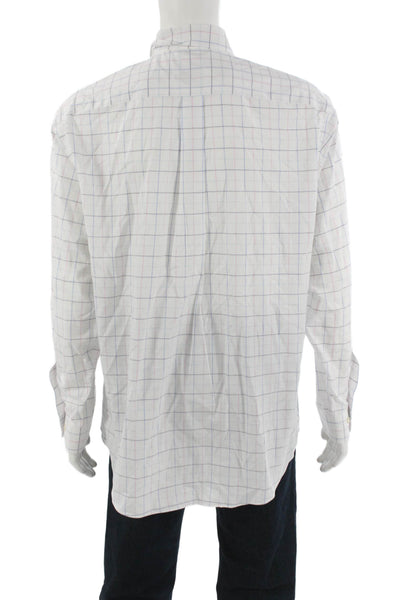 Brooks Brothers Men Button-Down Shirt White Check Supima Cotton Size L