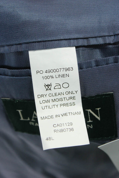 Lauren Ralph Lauren Mens Blue Linen Check Blazer Button Collared Spring Size 48