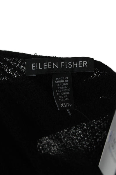 Eileen Fisher Womens V-Neck Pullover 100% Wool Black Long Sleeve Size XS