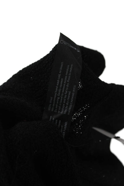 Eileen Fisher Womens V-Neck Pullover 100% Wool Black Long Sleeve Size XS
