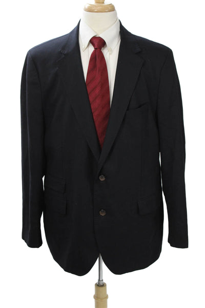 J. Mclaughlin Mens Dark Blue Wool Blazer Button Collared Long Sleeve Size 46