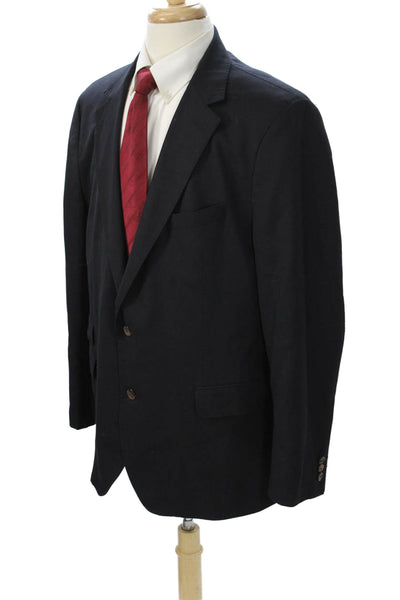 J. Mclaughlin Mens Dark Blue Wool Blazer Button Collared Long Sleeve Size 46