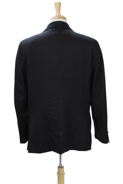 J. Mclaughlin Mens Dark Blue Wool Blazer Button Collared Long Sleeve Size 46