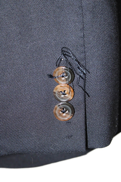 J. Mclaughlin Mens Dark Blue Wool Blazer Button Collared Long Sleeve Size 46
