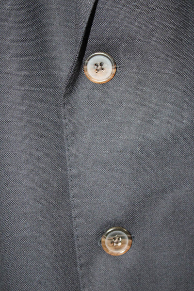J. Mclaughlin Mens Dark Blue Wool Blazer Button Collared Long Sleeve Size 46