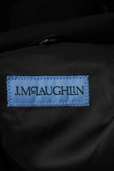 J. Mclaughlin Mens Dark Blue Wool Blazer Button Collared Long Sleeve Size 46
