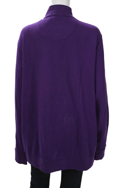 Peter Millar Women Pullover Sweatshirt Purple Cotton Mock Neck Zip Size 2XL