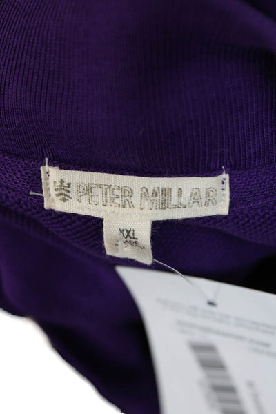 Peter Millar Women Pullover Sweatshirt Purple Cotton Mock Neck Zip Size 2XL