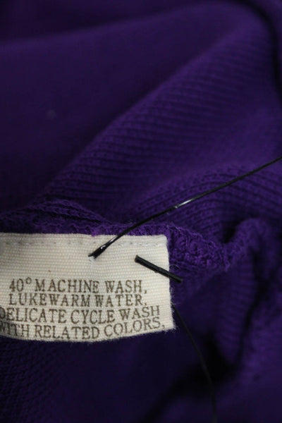 Peter Millar Women Pullover Sweatshirt Purple Cotton Mock Neck Zip Size 2XL