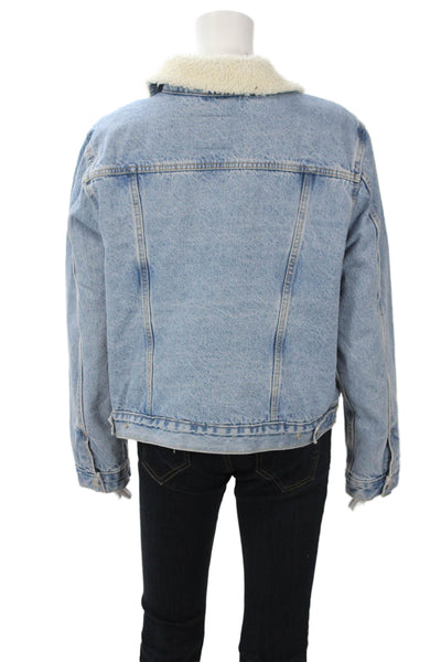 Levi Strauss & Co Women 90s Light Blue Cotton Collared Button Jacket Size XL