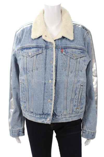 Levi Strauss & Co Womens Light Blue Cotton Long Sleeve Jacket Size XL