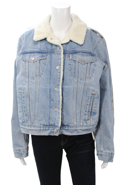 Levi Strauss & Co Women Light Blue Denim Collared Button Jacket Size XL