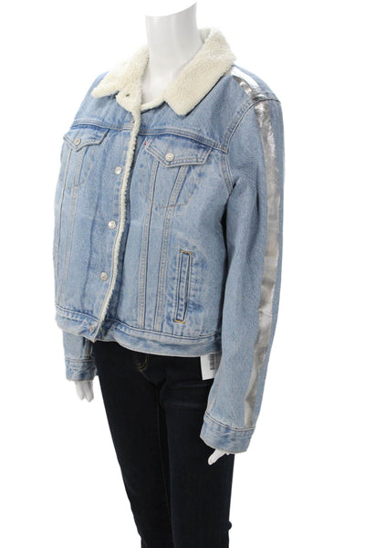 Levi Strauss & Co Women Light Blue Denim Collared Button Jacket Size XL