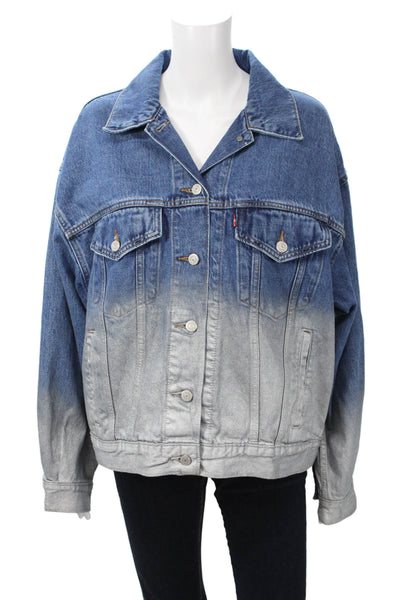 Levi Strauss & Co Women Dark Blue Cotton Collared Button Jacket 90s Size L