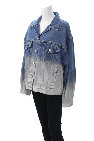Levi Strauss & Co Women Dark Blue Cotton Collared Button Jacket 90s Size L