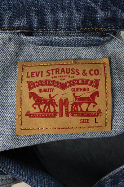 Levi Strauss & Co Women Dark Blue Cotton Collared Button Jacket 90s Size L