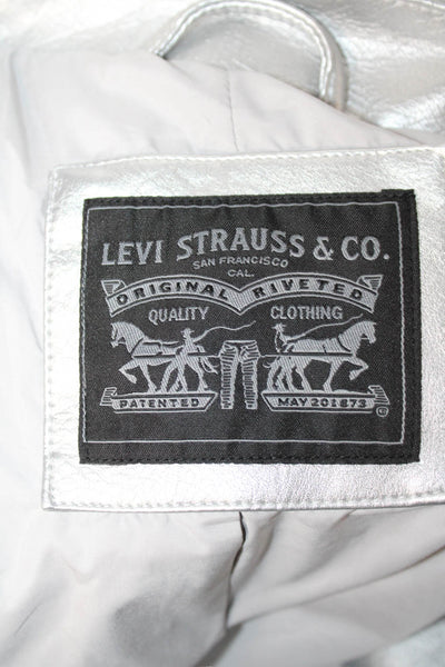 Levi Strauss & Co Womens Biker Motorcycle Jacket Gray Polyurethane Size L
