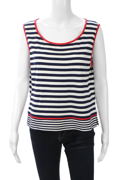 St. John Sport By Marie Gray Womens Basic Dark Blue Striped Viscose Tank Size L
