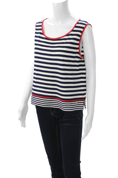 St. John Sport By Marie Gray Womens Basic Dark Blue Striped Viscose Tank Size L