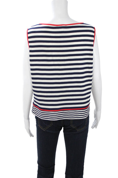 St. John Sport By Marie Gray Womens Basic Dark Blue Striped Viscose Tank Size L
