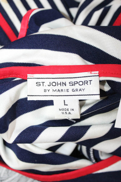 St. John Sport By Marie Gray Womens Basic Dark Blue Striped Viscose Tank Size L