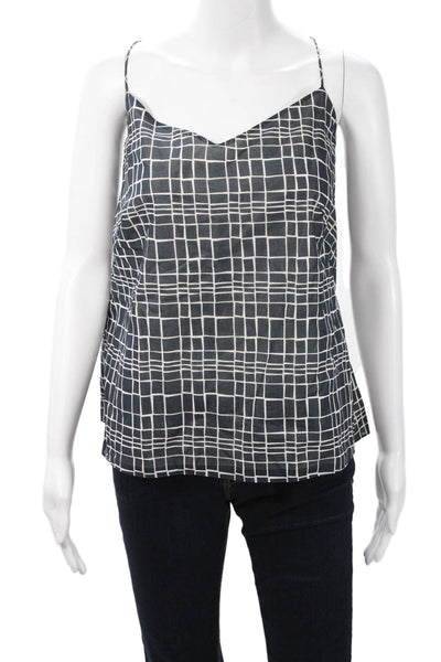 Akris Women Black Cotton V-Neck Check Sleeveless Camisole Size 12