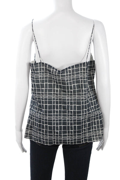 Akris Women Black Cotton V-Neck Check Sleeveless Camisole Size 12