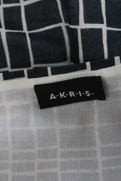 Akris Women Black Cotton V-Neck Check Sleeveless Camisole Size 12