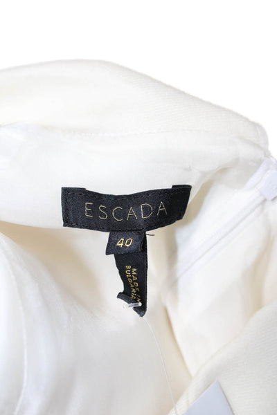 Escada Womens Shift Dress Beige Wool Mock Neck Short Sleeve Knee Length Size 40
