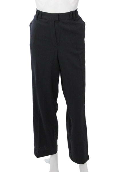 Escada Womens Dress Pants Black 100% Virgin Wool Hook and Eye Size 42