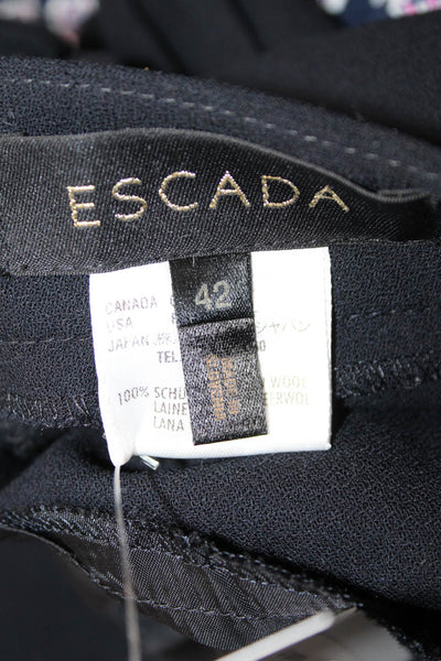 Escada Womens Dress Pants Black 100% Virgin Wool Hook and Eye Size 42