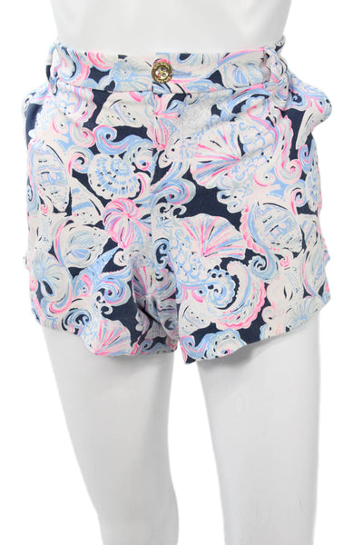 Lilly Pulitzer Women Paisley Button Shorts Dark Blue Size 12