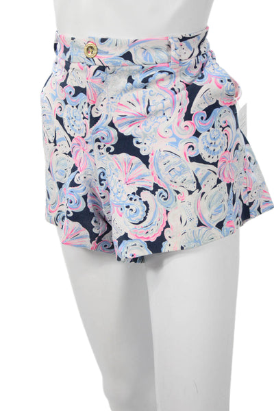 Lilly Pulitzer Women Paisley Button Shorts Dark Blue Size 12