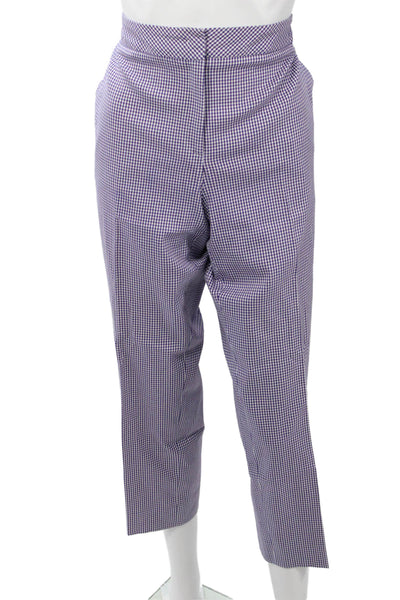 Escada Womens Cropped Dress Pants Purple Check Size 42