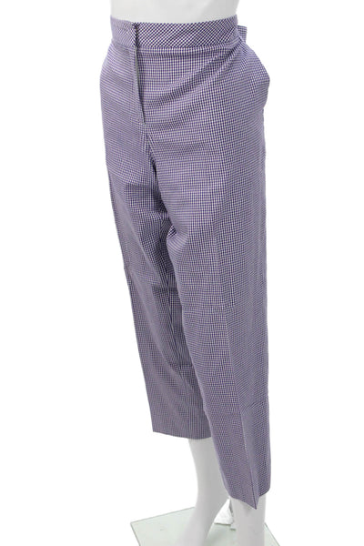 Escada Womens Cropped Dress Pants Purple Check Size 42