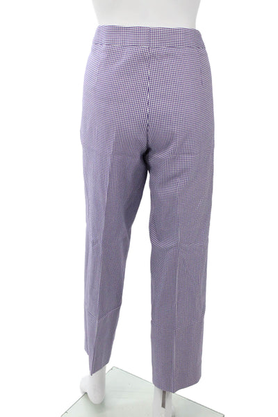 Escada Womens Cropped Dress Pants Purple Check Size 42