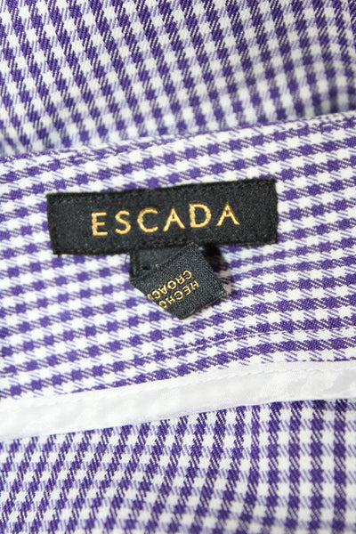 Escada Womens Cropped Dress Pants Purple Check Size 42