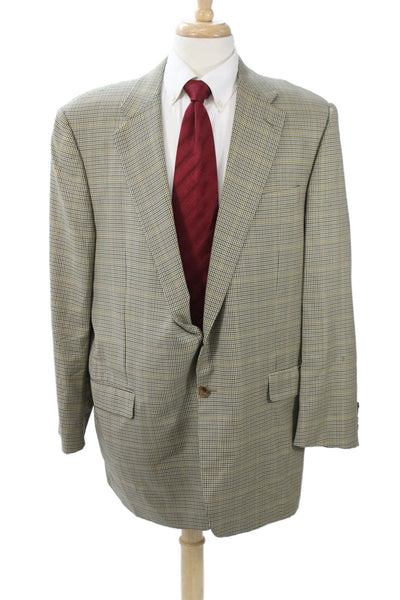 Hickey Freeman for Nordstrom Mens Tuxedo Sport Coat Beige Wool Check Size 46