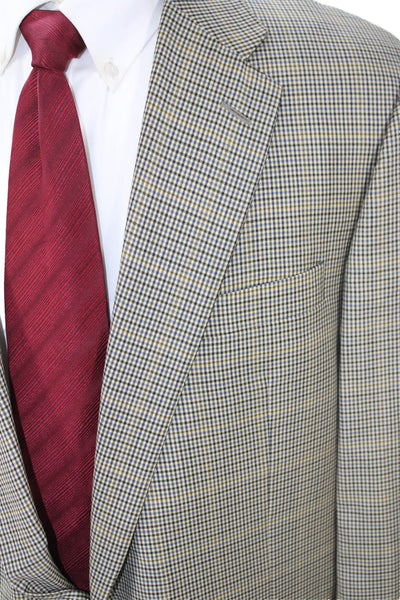 Hickey Freeman for Nordstrom Mens Tuxedo Sport Coat Beige Wool Check Size 46