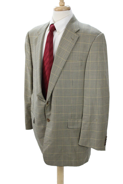Hickey Freeman for Nordstrom Mens Tuxedo Sport Coat Beige Wool Check Size 46
