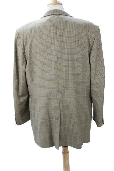 Hickey Freeman for Nordstrom Mens Tuxedo Sport Coat Beige Wool Check Size 46